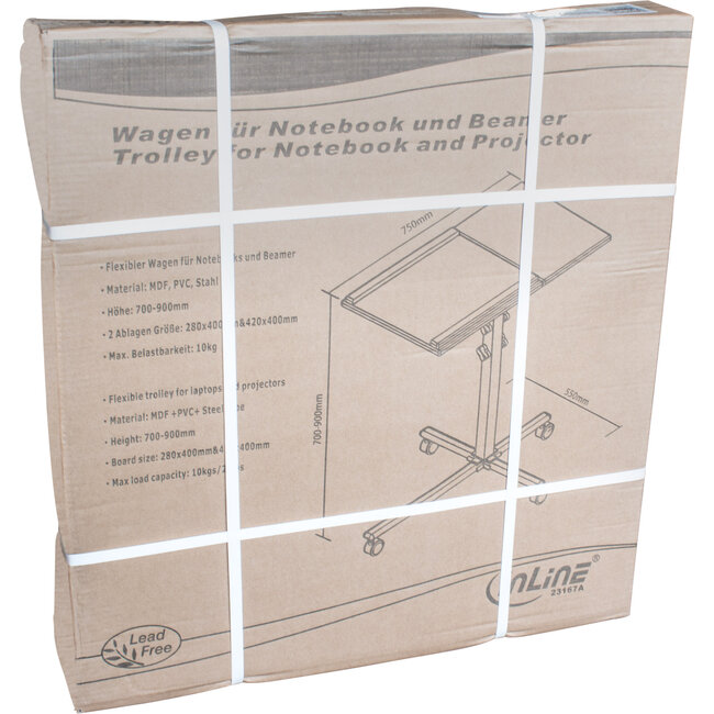 InLine® Notebook / projector trolley, hoogte 70-90cm