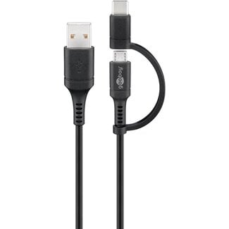 Goobay Goobay USB-C/Micro USB - USB-A kabel | USB2.0 | 2,5W | zwart | 1 meter