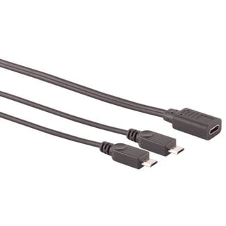 S-Impuls USB-C (v) - 2x Micro USB (m) splitter | USB2.0 | 5W | zwart | 0,30 meter