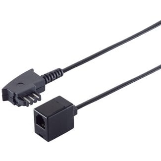 S-Impuls TAE-F - RJ11 telecom adapter | internationaal (nieuw) | zwart | 0,20 meter