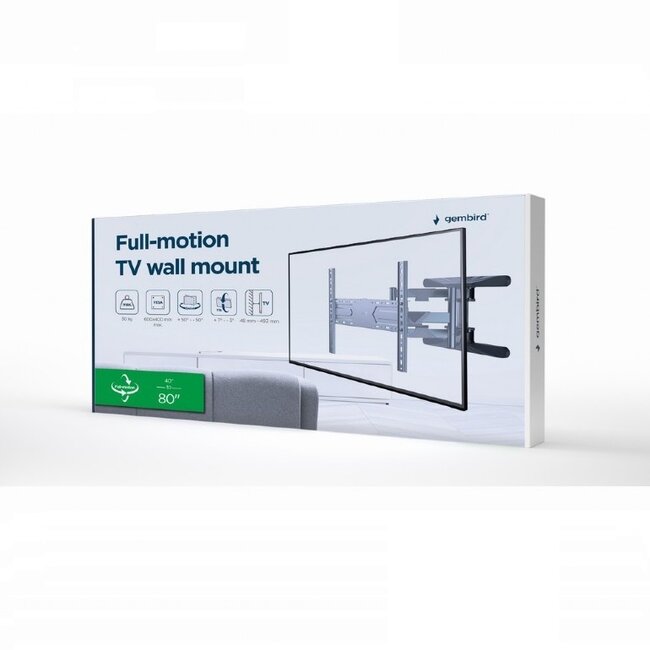 Gembird premium TV-muurbeugel | tot 80 inch | full motion | dubbele arm