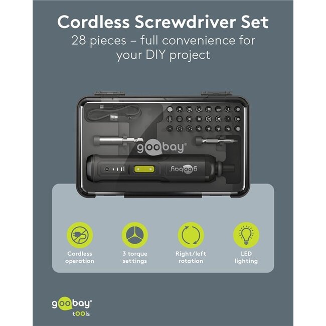 Goobay elektrische schroevendraaierset | 25 bits