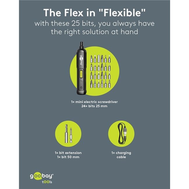 Goobay elektrische schroevendraaierset | 25 bits