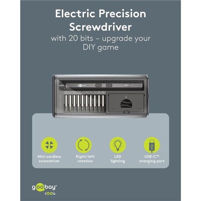 Goobay elektrische precisie-schroevendraaierset | 20 bits