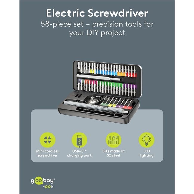 Goobay elektrische precisie-schroevendraaierset | 50 bits
