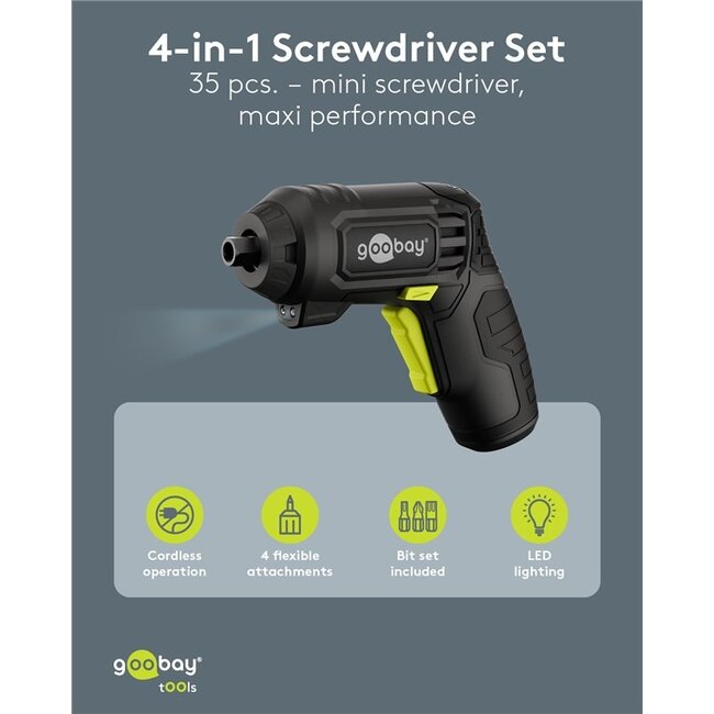 Goobay elektrische schroevendraaierset | 35-delig