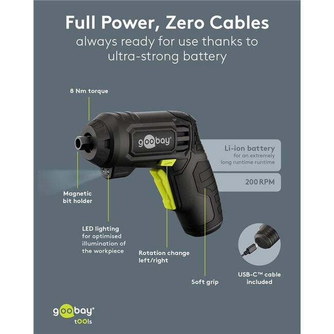 Goobay elektrische schroevendraaierset | 35-delig