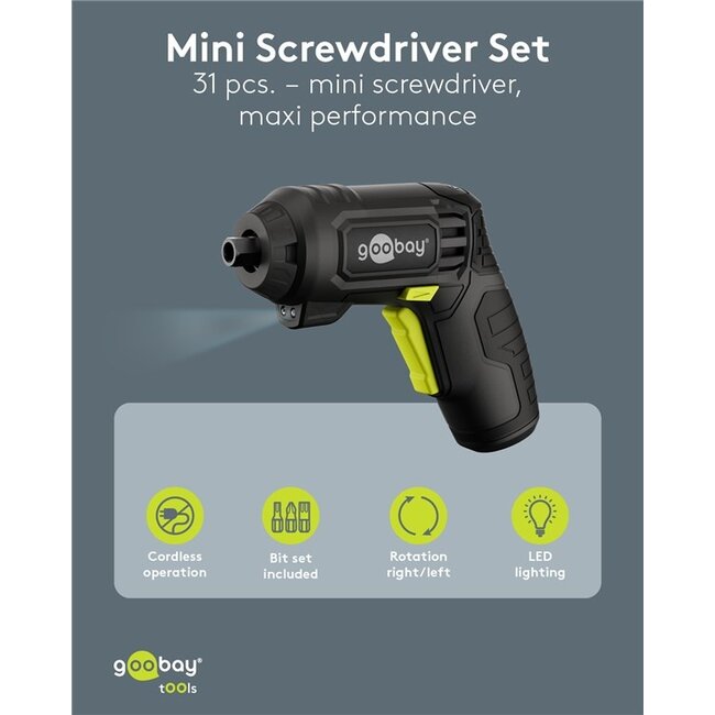 Goobay elektrische schroevendraaierset | 31-delig