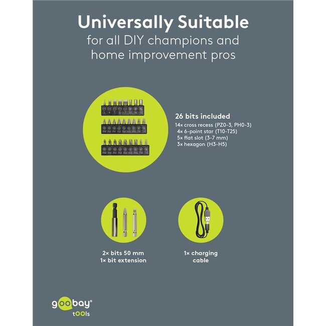 Goobay elektrische schroevendraaierset | 31-delig