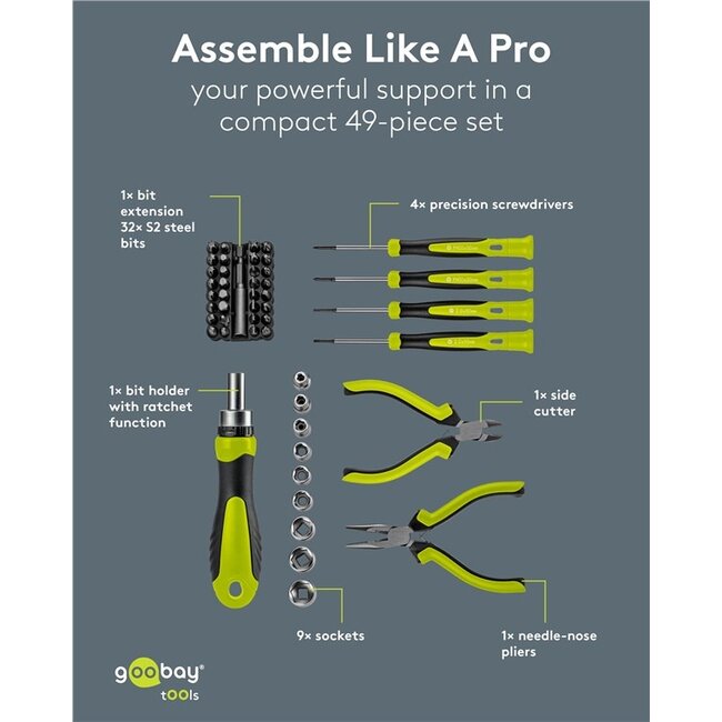 Goobay uitgebreide gereedschapsset | 49-delig