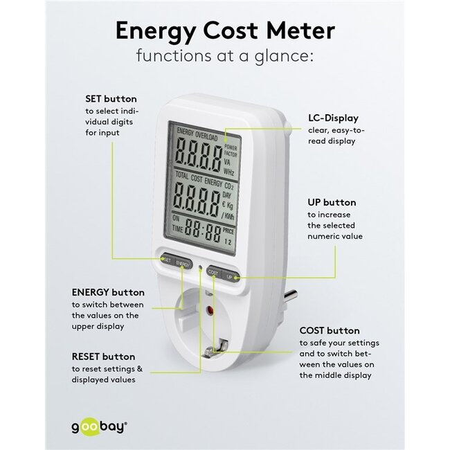 Goobay energieverbruiksmeter | uitgebreid