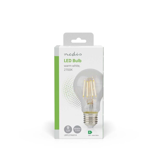 Nedis LED-filamentlamp | warm wit | E27 | A60 | 3,8W | Energielabel A