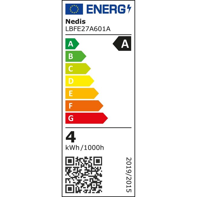 Nedis LED-filamentlamp | warm wit | E27 | A60 | 3,8W | Energielabel A
