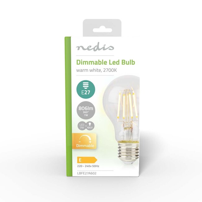 Nedis LED-filamentlamp | warm wit | dimbaar | E27 | A60 | 7W