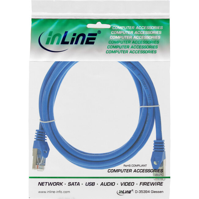 InLine® Patchkabel, F/UTP, Cat.5e, blauw, 1m