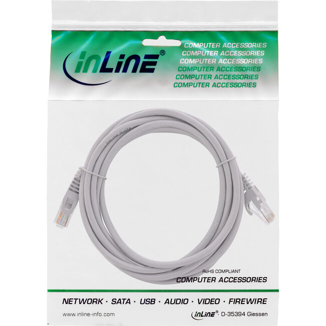 InLine® Patchkabel, U/UTP, Cat.5e, grijs, 0,5m