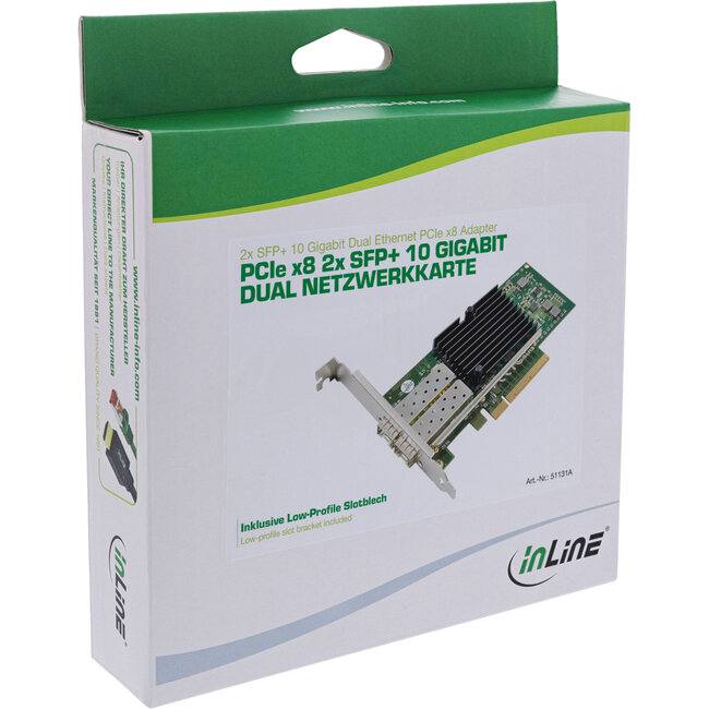 InLine® Dual 10 Gigabit netwerkkaart, 2x SFP+, PCIe x8