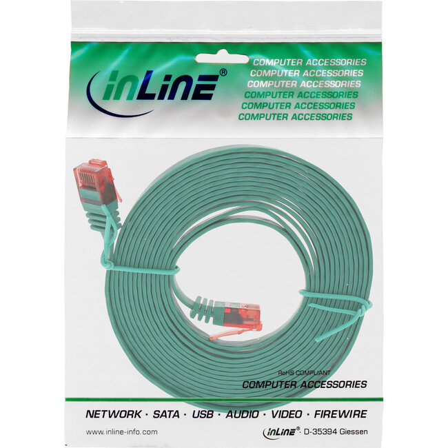 InLine® Patchkabel plat, U/UTP, Cat.6, groen, 2m