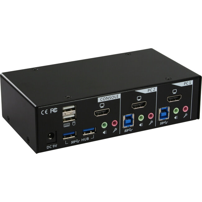 InLine® 2-Poorts Desktop KVM Switch , HDMI, USB 3.0 hub, met audio