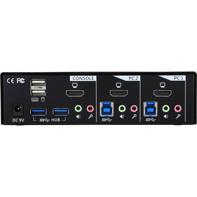 InLine® 2-Poorts Desktop KVM Switch , HDMI, USB 3.0 hub, met audio