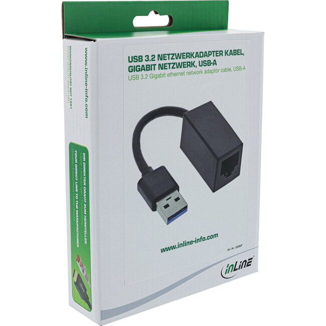 InLine® USB 3.2 netwerkadapterkabel, Gigabit netwerk, USB-A