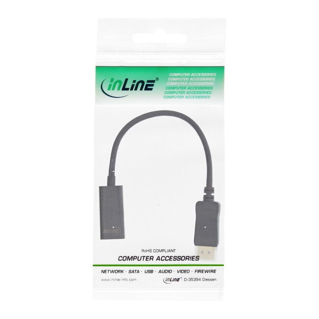 InLine® DisplayPort naar HDMI male / female adapterkabel met audio, 4K