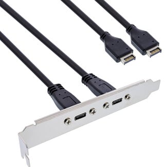 InLine® InLine® Slot bracket 2x USB-C naar USB 3.2 voorpaneel Key-A intern, 0,5m