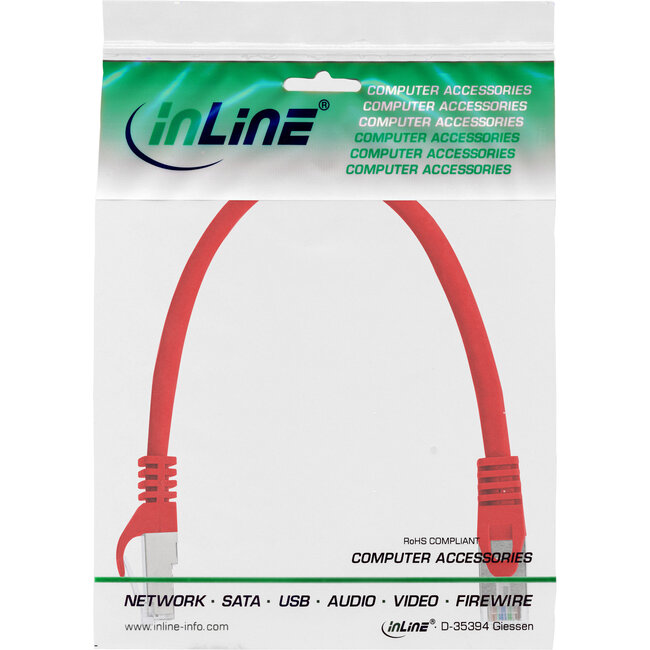 InLine® Patchkabel, F/UTP, Cat.5e, rood, 0,3m