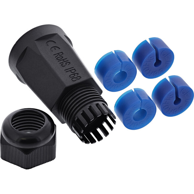 InLine® Kabelconnector lege behuizing RJ45 Keystone, IP68, met deksel