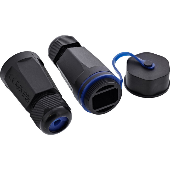 InLine® Kabelconnector lege behuizing RJ45 Keystone, IP68, met deksel