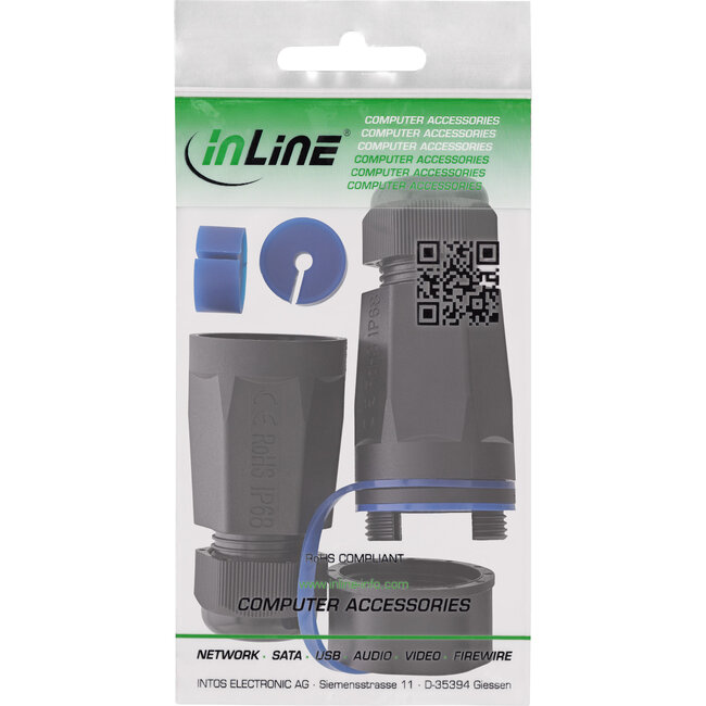 InLine® Kabelconnector lege behuizing RJ45 Keystone, IP68, met deksel