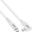 InLine® USB4-kabel, USB-C, haaks aan één kant, PD 240W, 8K60Hz, TPE, wit, 1,5m