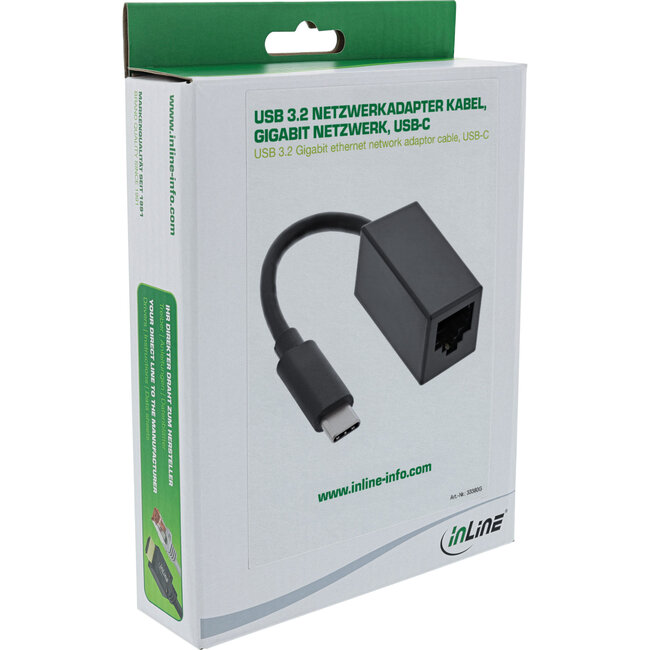 InLine® USB 3.2 netwerkadapterkabel, Gigabit netwerk, USB-C