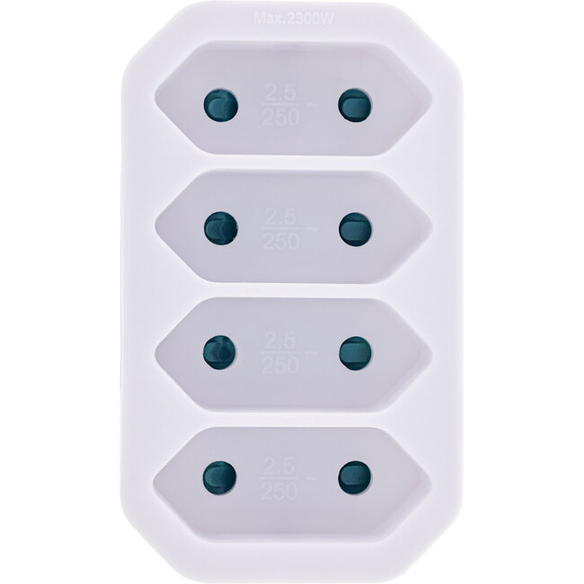 InLine® wandcontactdoosadapter, randaardestekker naar 4x Euro contactdoos, wit