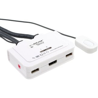 InLine® InLine® 2-Poorts KVM-Switch, HDMI, USB, met audio, geïntegreerde kabel