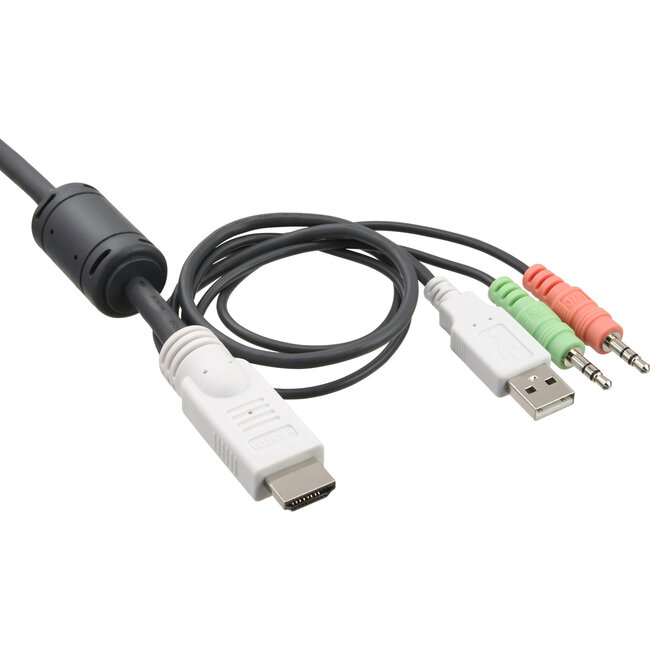 InLine® 2-Poorts KVM-Switch, HDMI, USB, met audio, geïntegreerde kabel