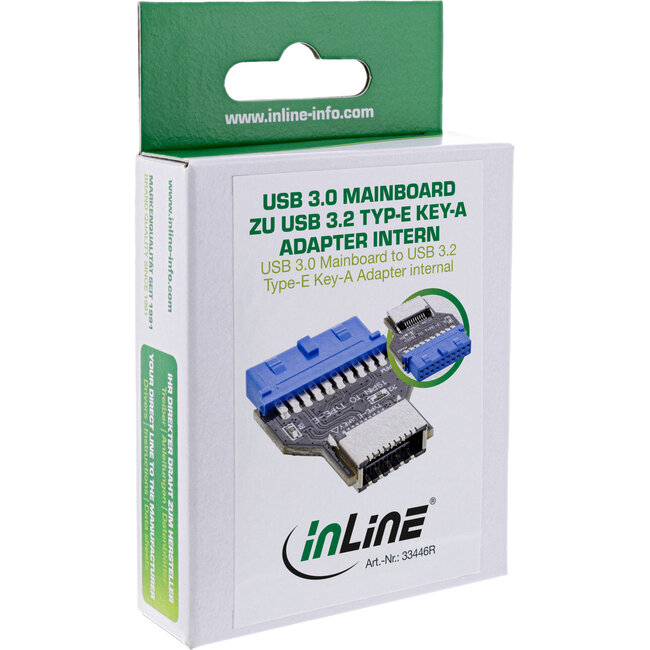 InLine® USB 3.0 moederbord naar USB 3.2 Type-E Key-A adapter intern