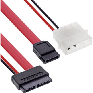 InLine® InLine® Slimline SATA kabel, Slimline SATA ST 13pin (7+6) naar SATA+power, 0,4m