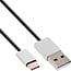 InLine® USB 2.0 kabel, USB-C male naar A male, zwart/aluminium, flexibel, 1,5m