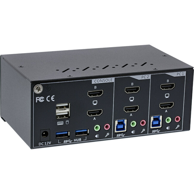 InLine® 2-Poorts KVM Desktop Switch, Dual monitor, HDMI, 4K, USB 3.0, audio