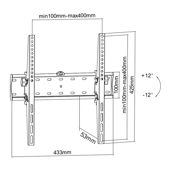 InLine® Basic muurbeugel, kantelbaar,voor platte TV 81-140cm (32-55"), max. 40kg