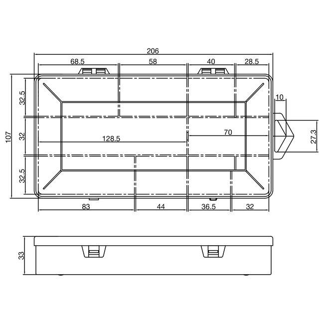 InLine® Kleine onderdelenbak, 10 compartimenten, afmetingen: 206x107x33mm
