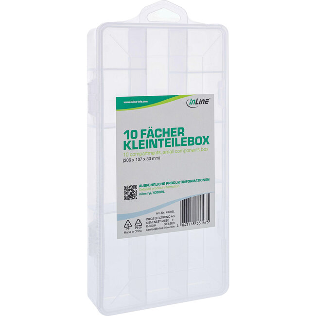 InLine® Kleine onderdelenbak, 10 compartimenten, afmetingen: 206x107x33mm