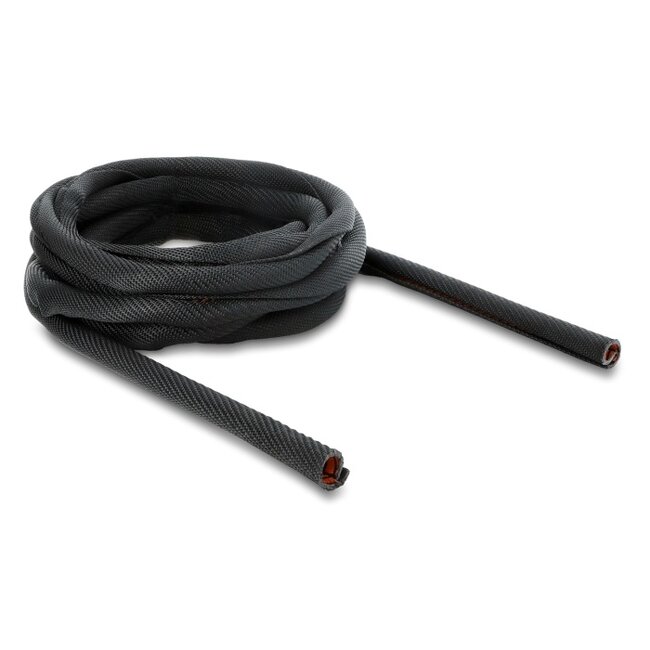 Delock Cable Protection Sleeve with orange Wear Warning Indicator self-closing double-layered 5 m x 16 mm black