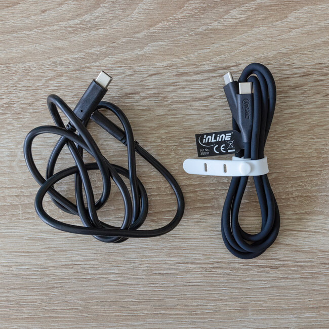 InLine® USB 2.0-kabel, USB-C-snelladingskabel 100 W, Black Cookie/zwart 2m