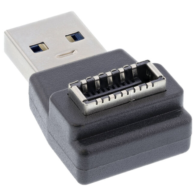 InLine® USB 3.2 adapter, USB-A male naar interne USB-E female op voorpaneel