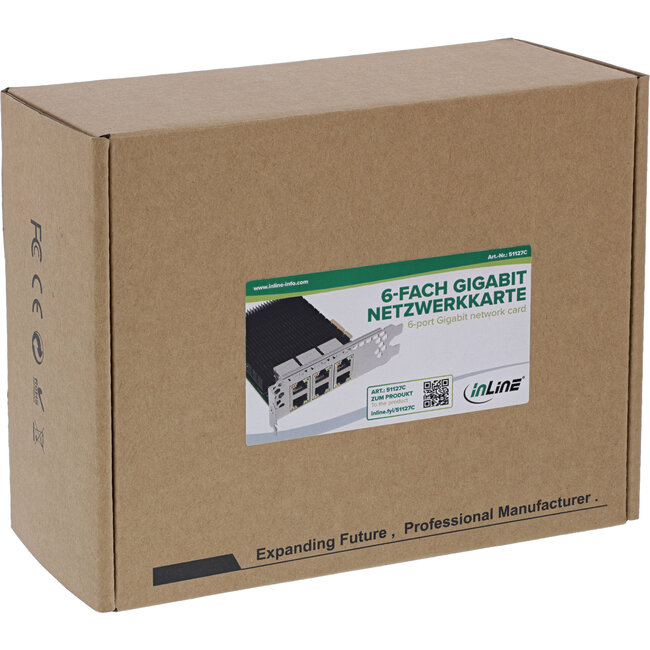 InLine® 6-poorts Gigabit netwerkkaart, 6x RJ45 1 Gb/s, PCIe x4