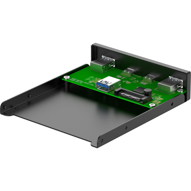 InLine® 3,5" voorpaneel, 2x USB-A + 2x USB-C, 10Gb/s, metaal, zwart