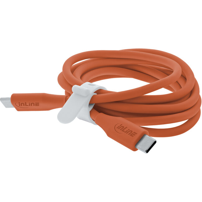 InLine® USB 2.0-kabel, USB-C-snelladingskabel 100 W, Papaya/oranje 1m