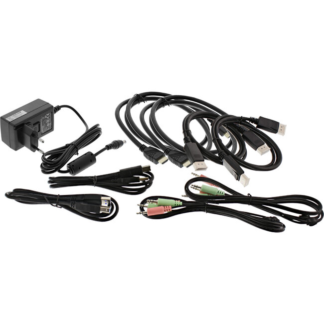 InLine® 2-Poorts Desktop KVM Switch, Dual Monitor, DP+HDMI, 4K, USB 3.0, Audio